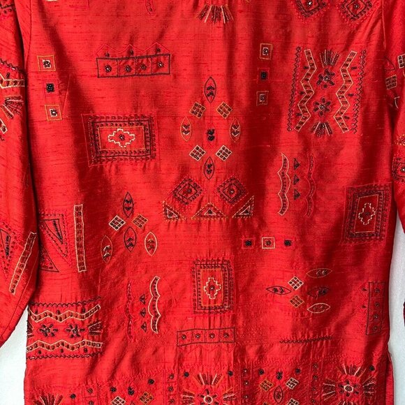 Chicos Design Vintage Silk Beaded Embroidered Art To Wear Jacket Size XS (0) Red - Picture 7 of 12